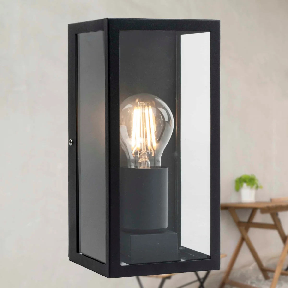 Mansfield Black With Clear Glass Ip44 Outdoor Flush Wall Light - Black & Clear – image 4