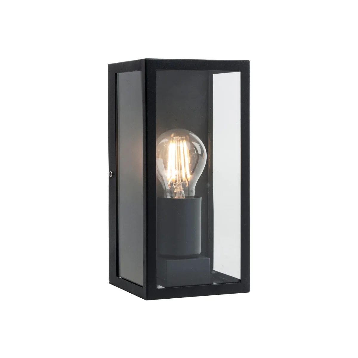 Mansfield Black With Clear Glass Ip44 Outdoor Flush Wall Light - Black & Clear – image 1