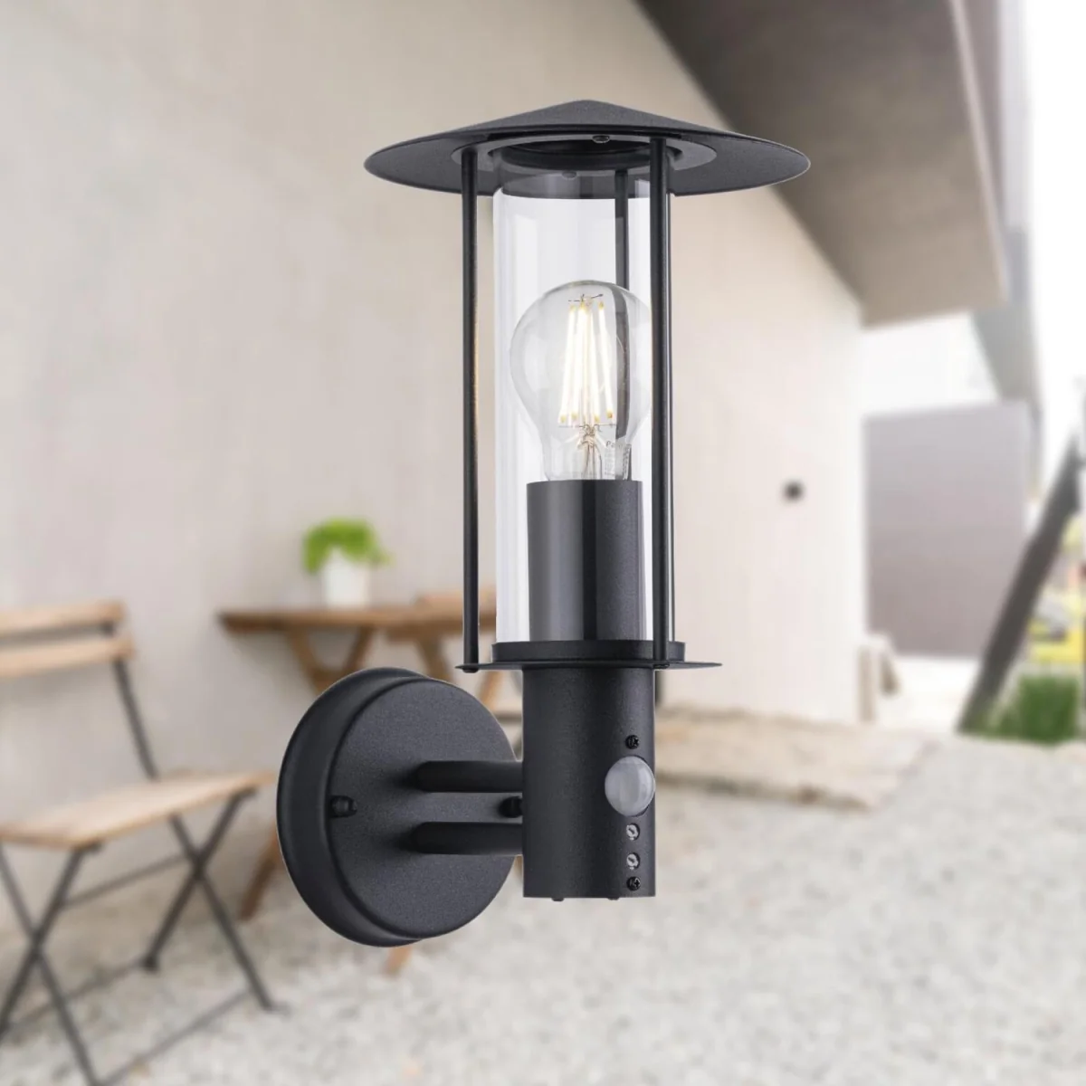 Set Of 2 Treviso Black Motion Sensor Outdoor Security Lights - Black & Clear – image 3