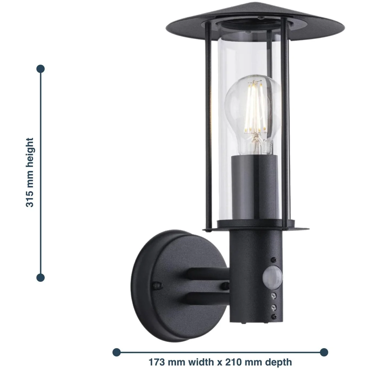 Set Of 2 Treviso Black Motion Sensor Outdoor Security Lights - Black & Clear – image 5