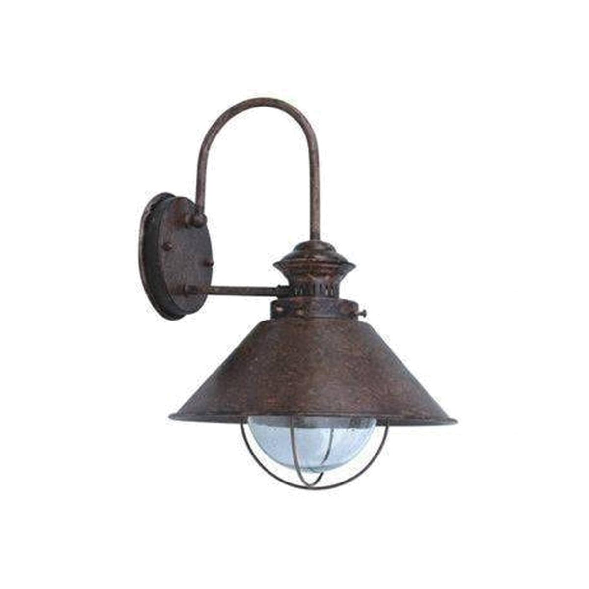 Nautica 1 Light Outdoor Dome Wall Light - Rust brown / 35cm