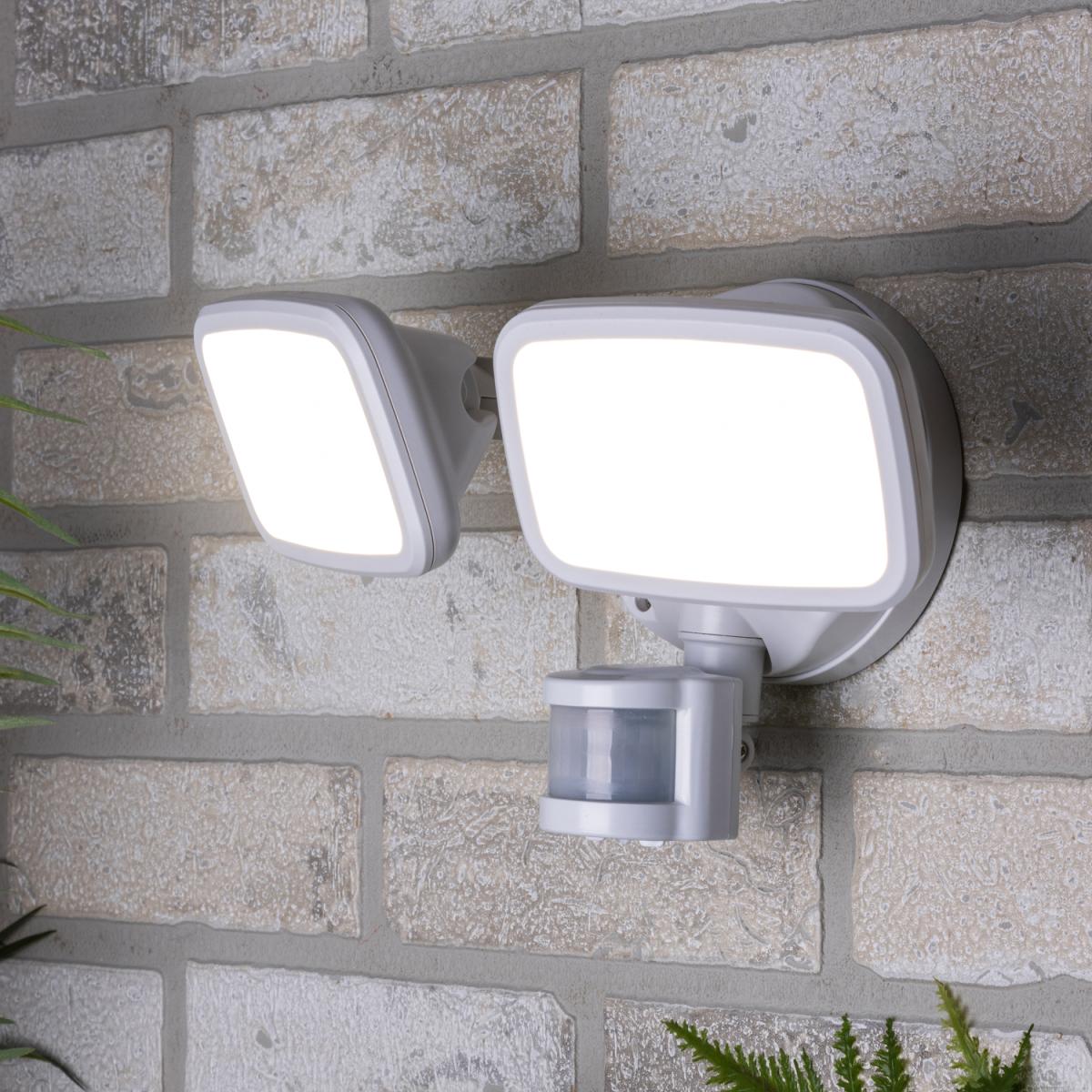 Alma Outdoor Twin Flood Light with PIR Sensor - White – image 3
