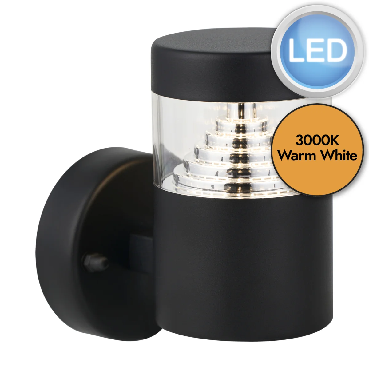 Pyramid Black Led Outdoor Wall Light - Black & Clear – image 2
