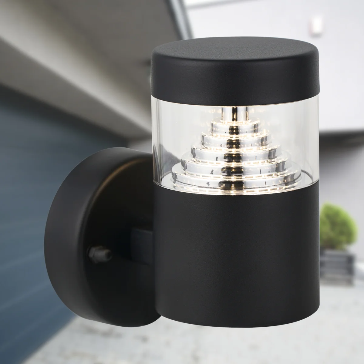 Pyramid Black Led Outdoor Wall Light - Black & Clear – image 3