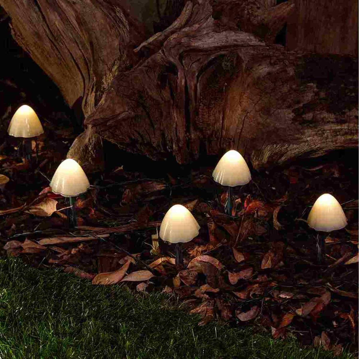 3.8M 12 LED Solar Mushroom Stake String Lights  - White – image 3