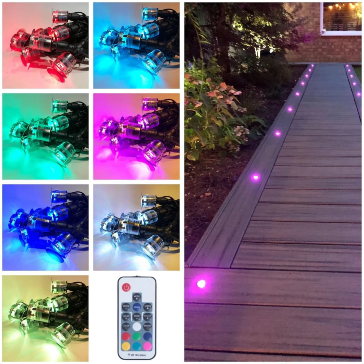 Set Of 20 30mm Ip67 Colour Changing Led Decking Kit With Photocell - Chrome & Clear – image 3