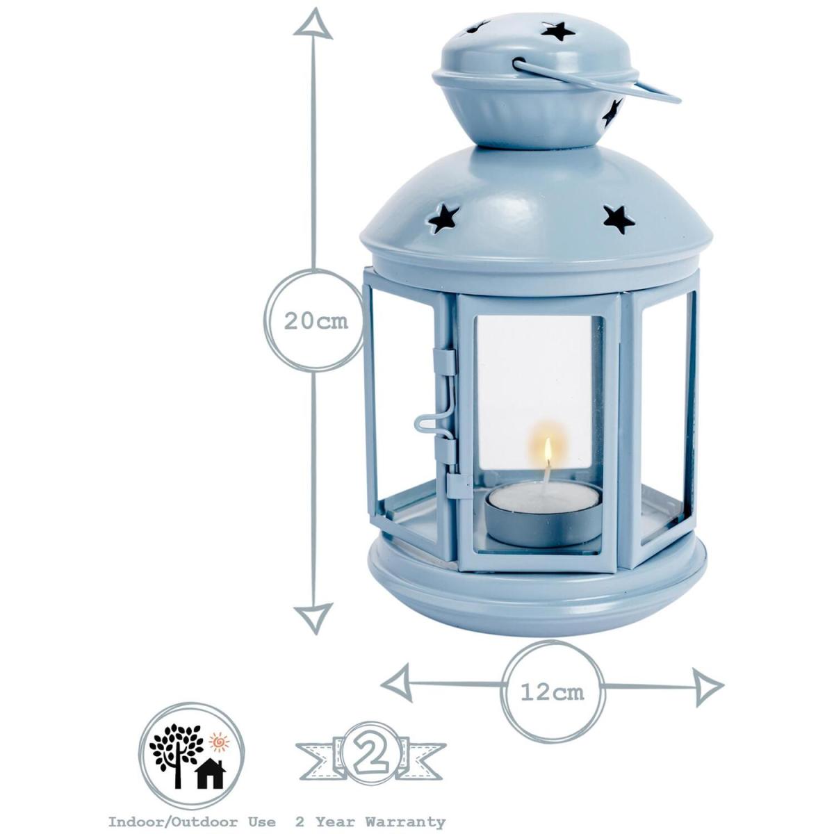 20cm Metal Hanging Tealight Lantern - Blue – image 3