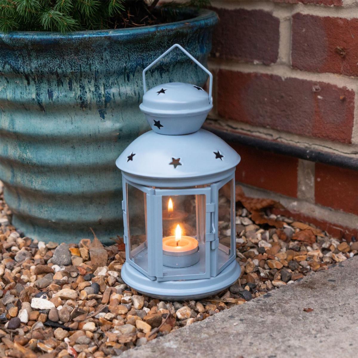 20cm Metal Hanging Tealight Lantern - Blue – image 5