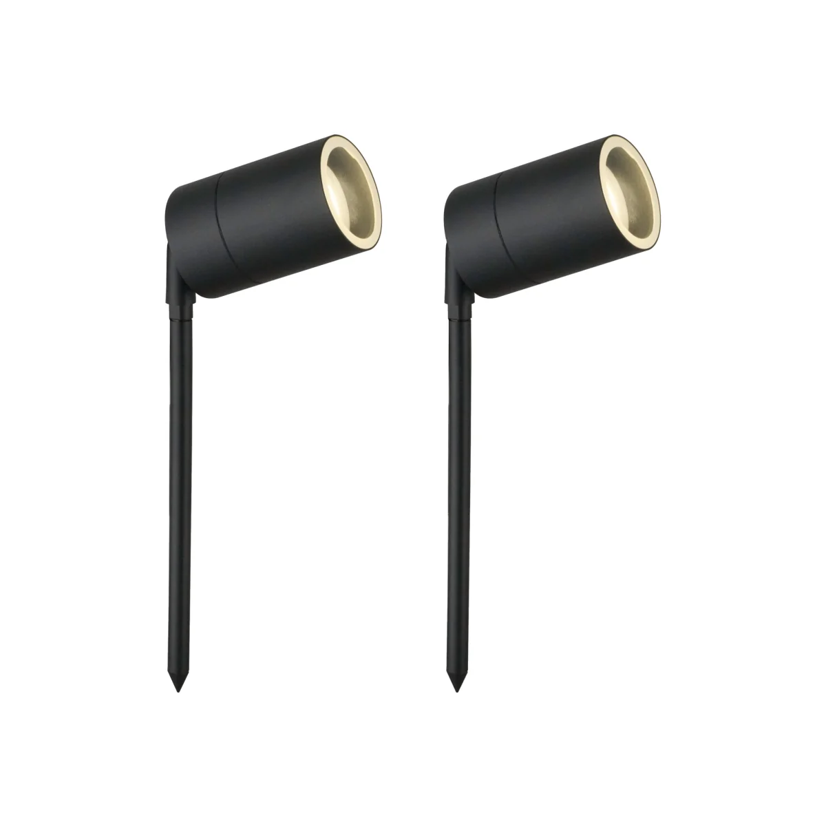 Set Of 2 Blaze Outdoor Spike Lights - Black And Clear Glass – image 1