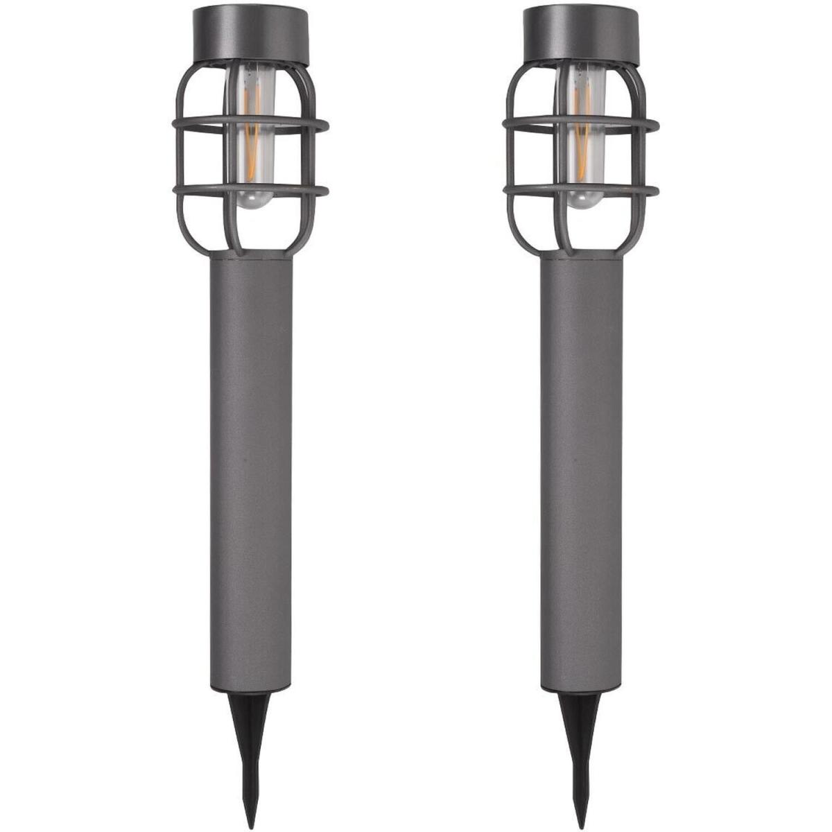 Set Of 2 Anglia 365 Solar Powered Stake Light  - Grey – image 2