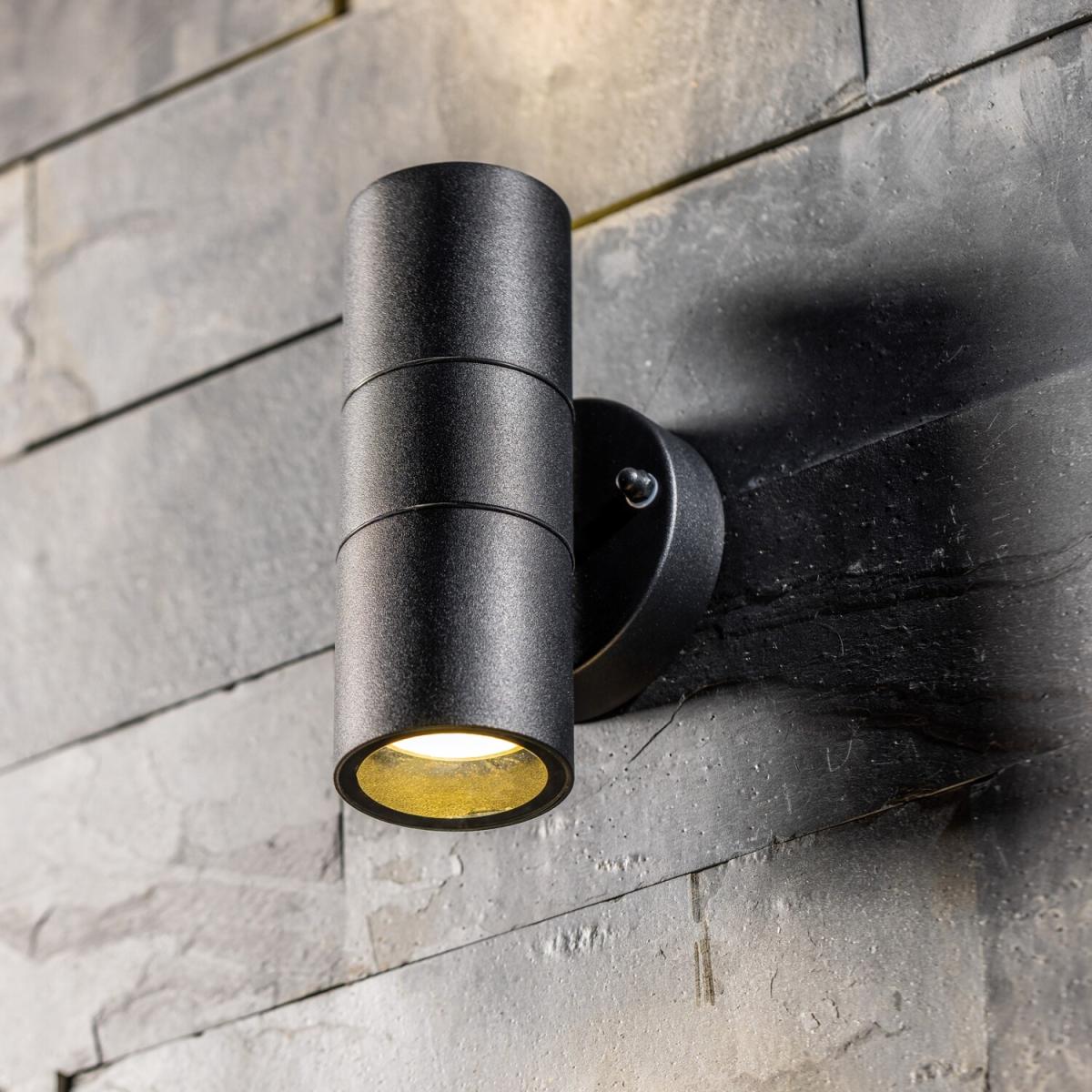CGC LEON Black Stainless Steel GU10 Up and Down Outdoor Wall Light IP44 - black