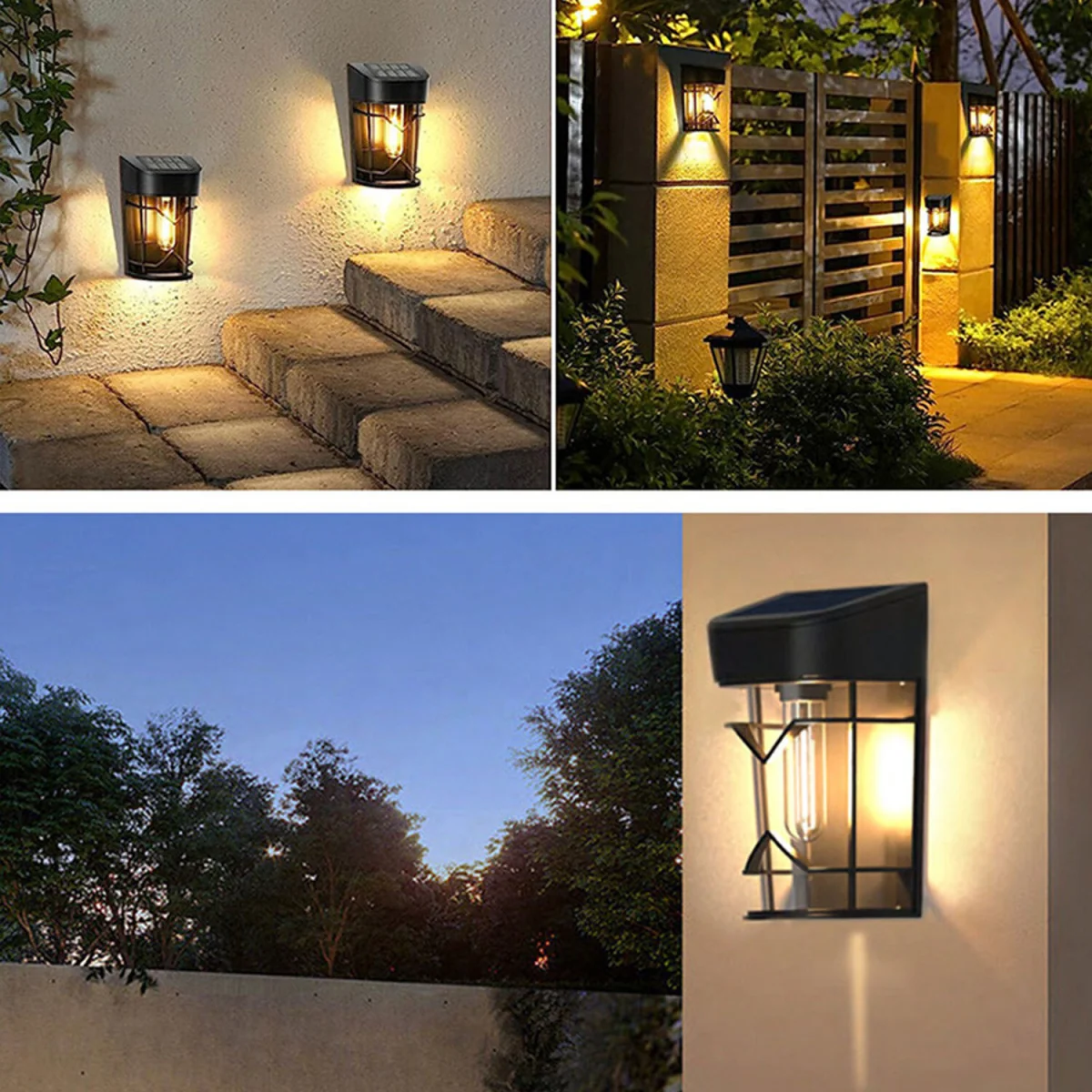 Pack of 2 Solar Powered LED Outdoor Wall Lights – image 2