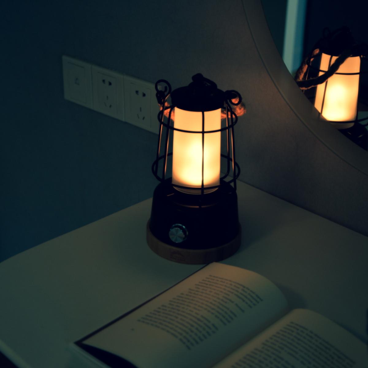 12W Portable Rechargeable LED Lantern with Hemp Rope Handle - Black – image 5