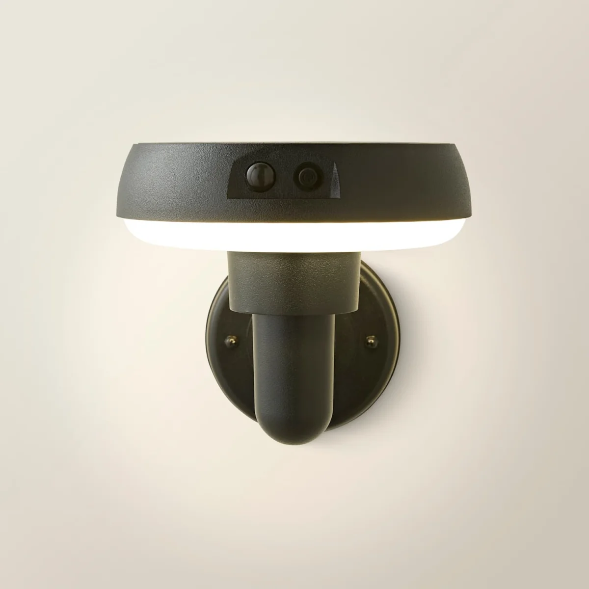 Solar Powered LED Matte Black Sensor Outdoor Halo Wall Light - Matte Black - Matte Black – image 2