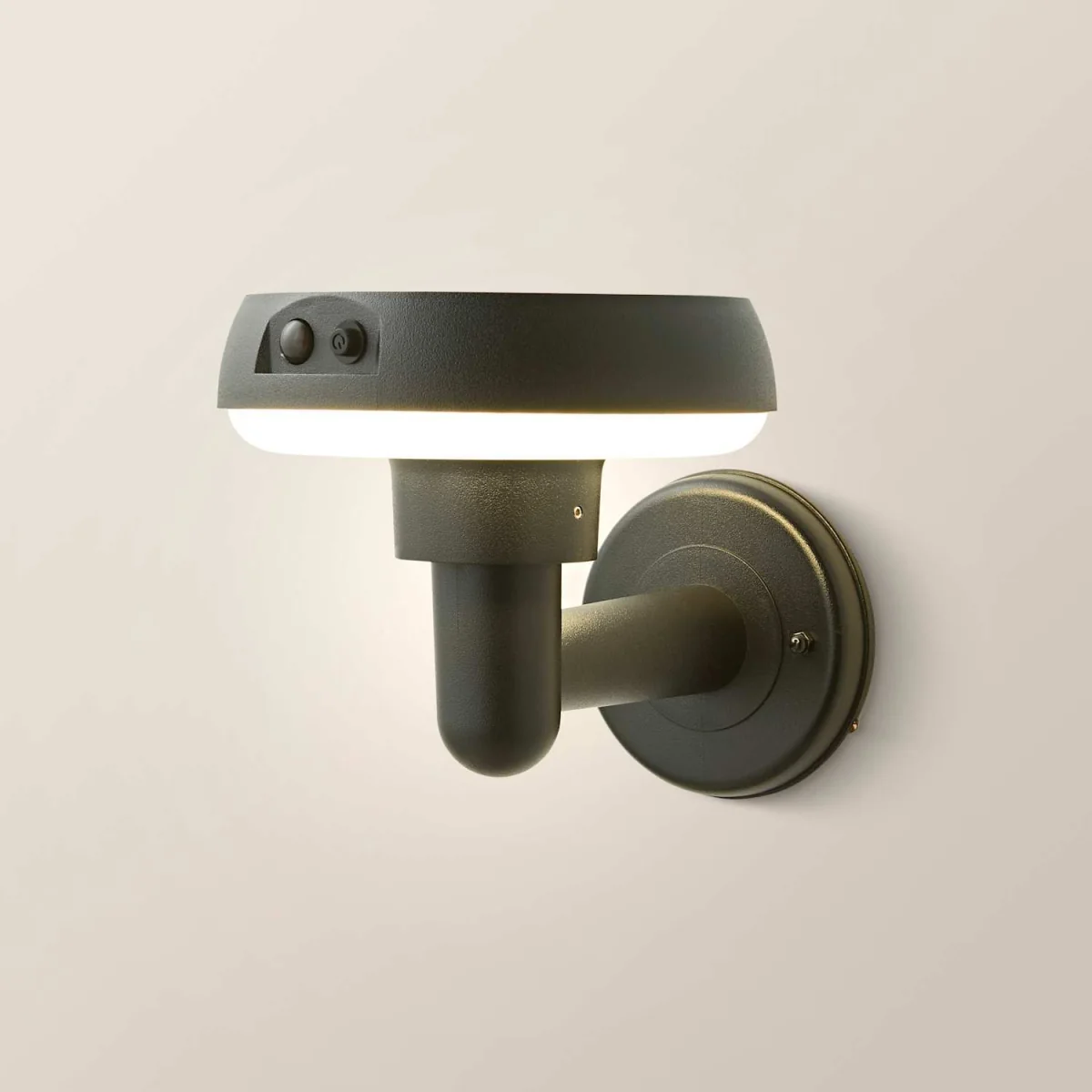 Solar Powered LED Matte Black Sensor Outdoor Halo Wall Light - Matte Black - Matte Black – image 4