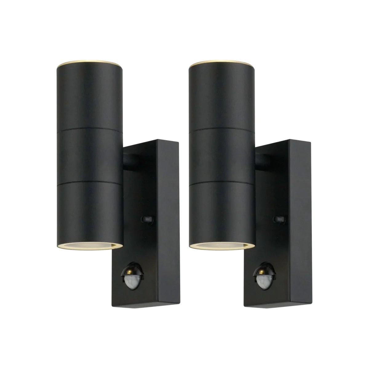 Set Of 2 Blaze Black Outdoor Up Down Motion Sensor Wall Lights - Black & Clear – image 1