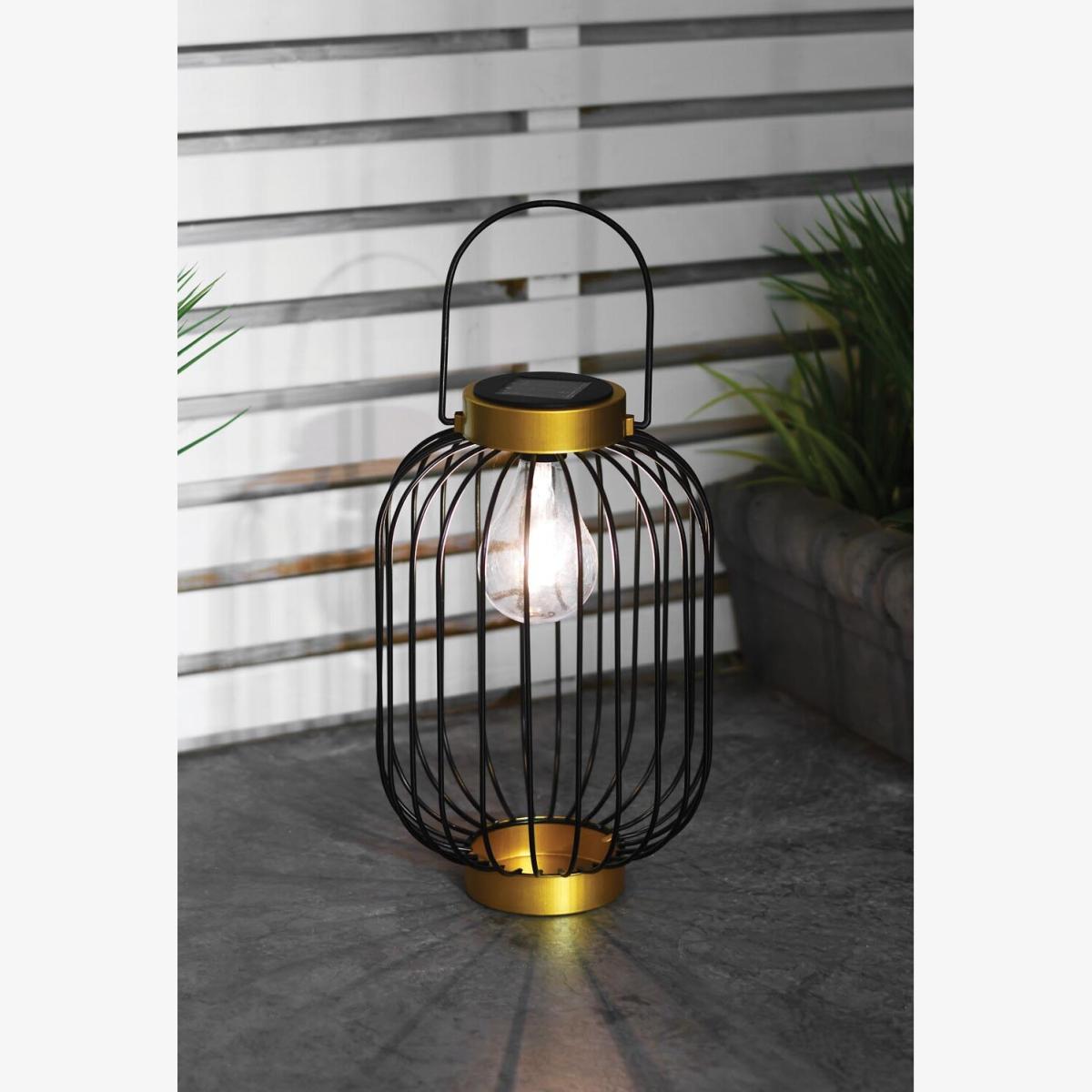 Solar Metal Cage Lantern - Black