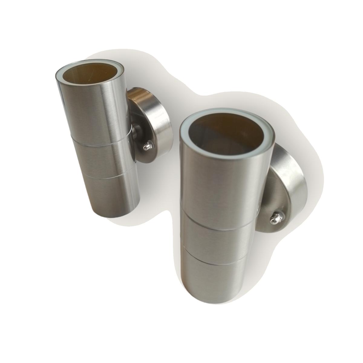 2 x Silver Up Down Outdoor Wall Light - Silver