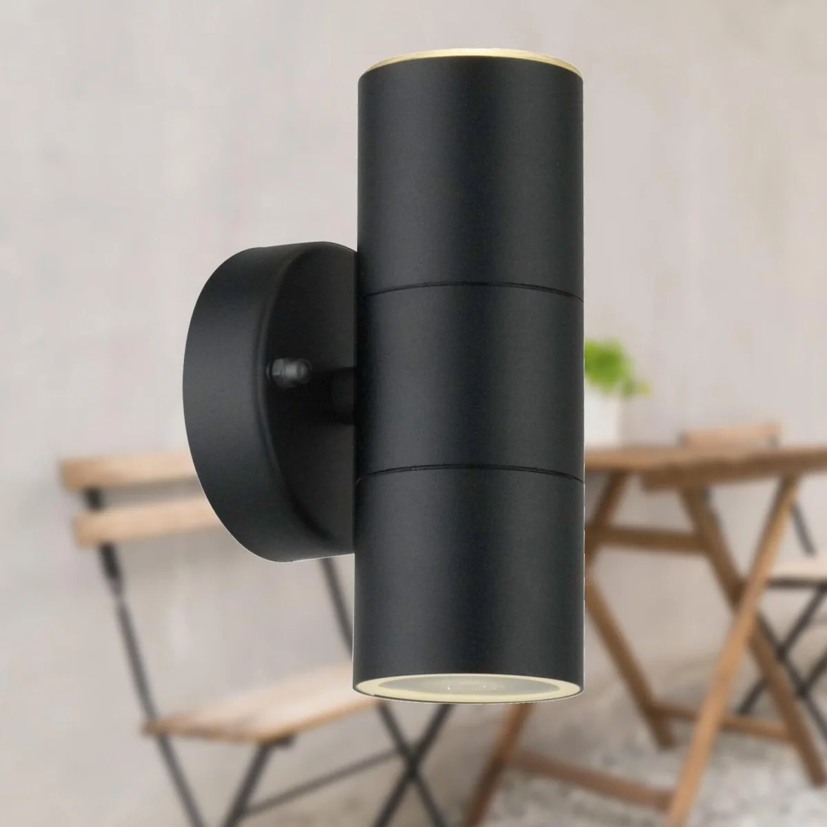 Set Of 2 Blaze - Black Outdoor Up Down Wall Lights - Black & Clear – image 4