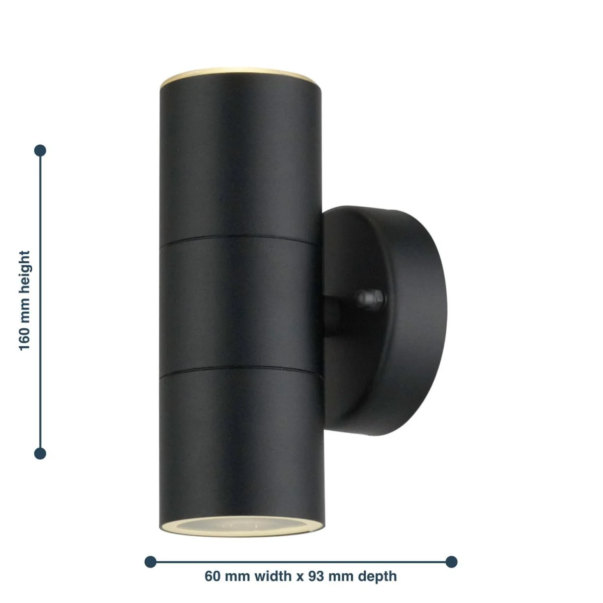 Set Of 2 Blaze - Black Outdoor Up Down Wall Lights - Black & Clear – image 5