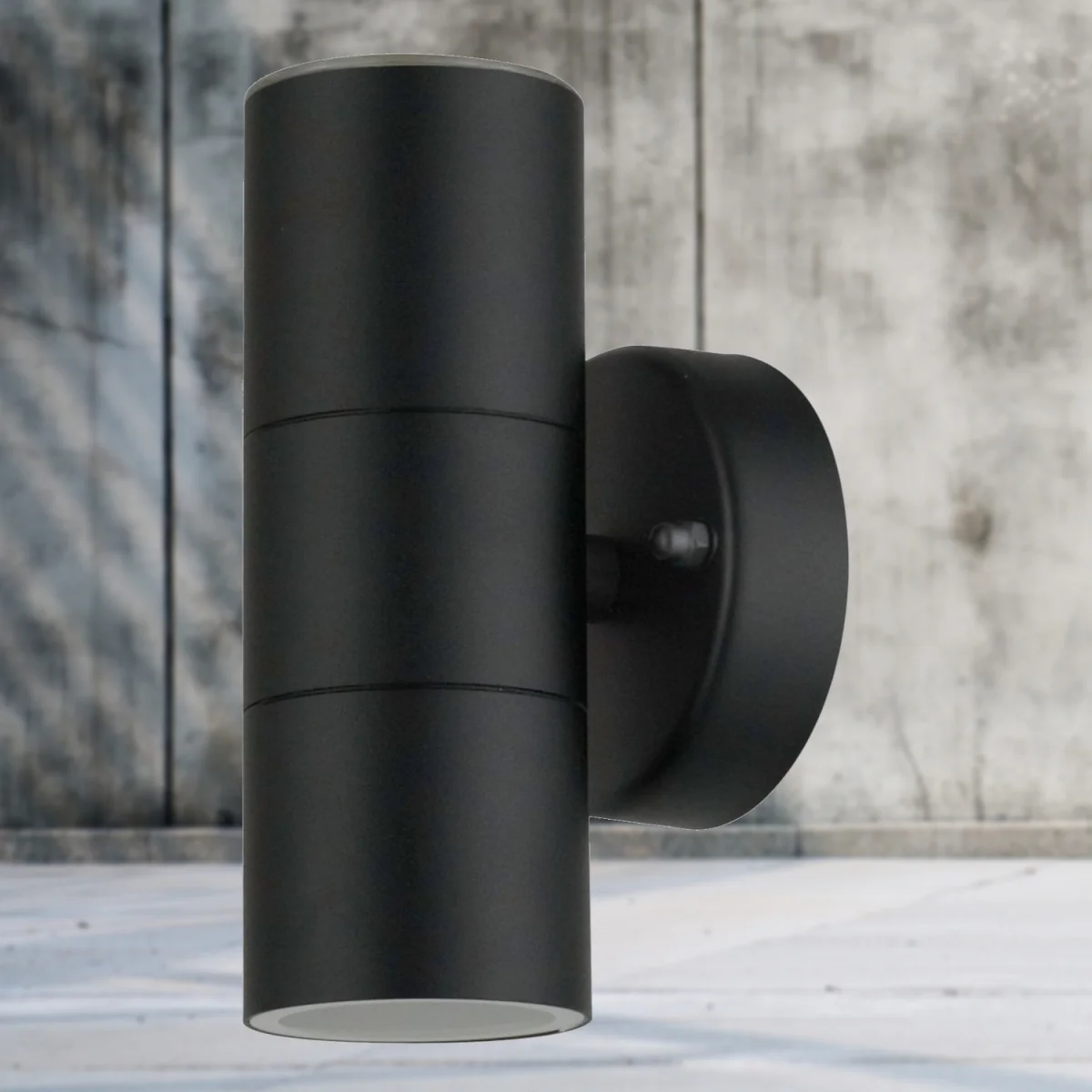 Set Of 2 Blaze - Black Outdoor Up Down Wall Lights - Black & Clear – image 7