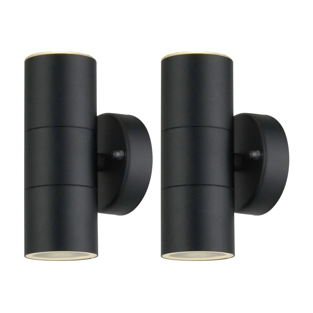 Set Of 2 Blaze - Black Outdoor Up Down Wall Lights - Black & Clear – image 1