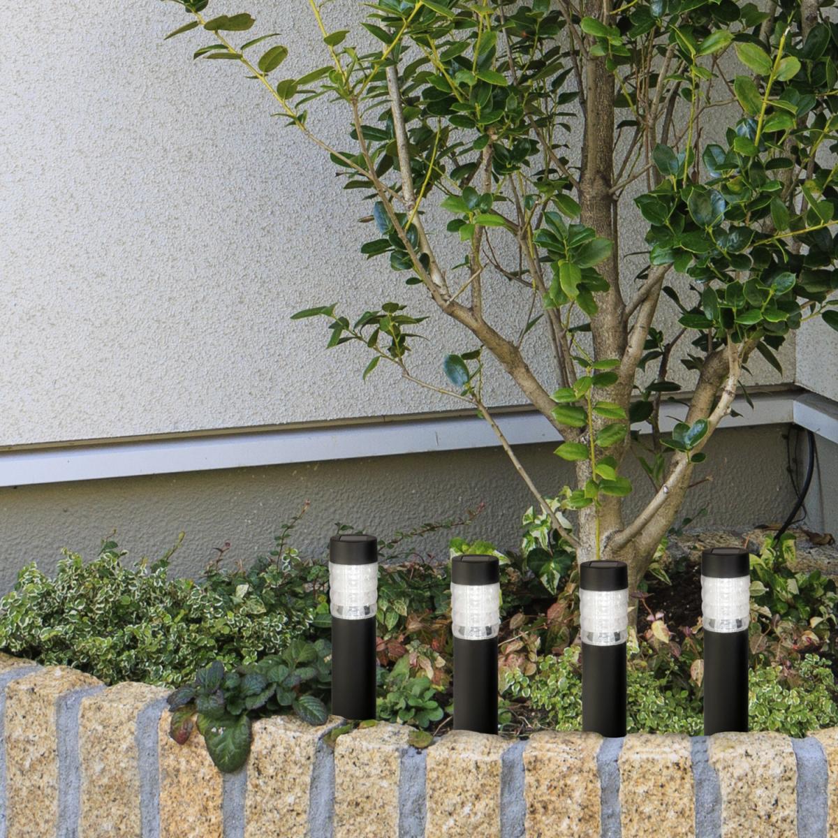 Pack Of 4 - LED Solar Garden Posts - Black – image 2