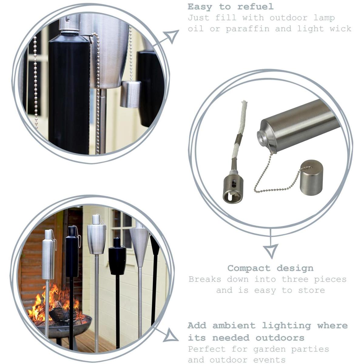 Metal Garden Torch Tiki Torch - Pack of 1 - Grey / 8.5cm – image 6