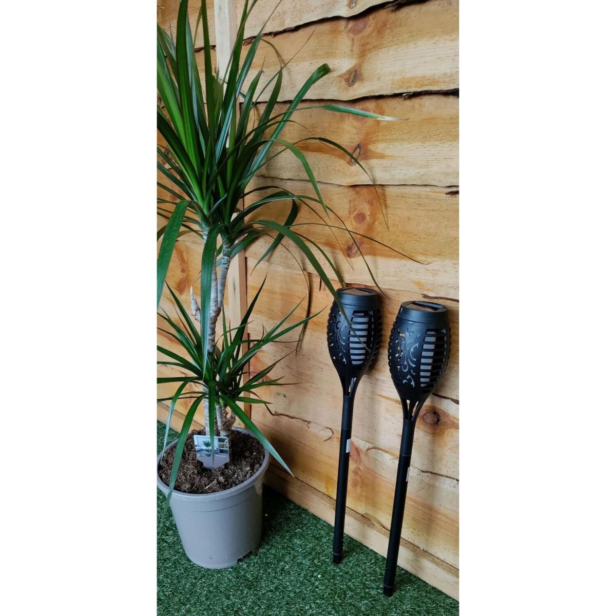 Mini Flickering Garden Solar Torch Light Realistic Fire Effect LED Set Of 2 50cm - Black – image 2