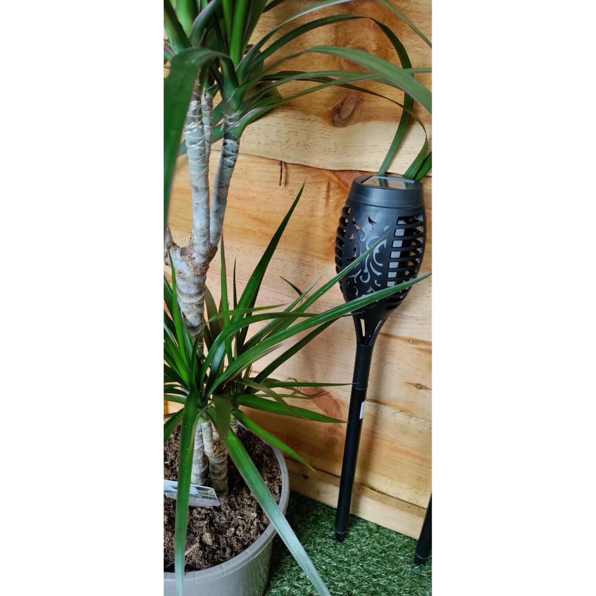 Mini Flickering Garden Solar Torch Light Realistic Fire Effect LED Set Of 2 50cm - Black – image 3