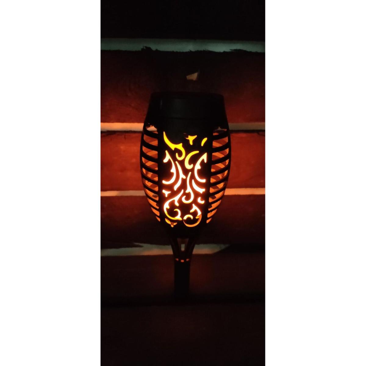 Mini Flickering Garden Solar Torch Light Realistic Fire Effect LED Set Of 2 50cm - Black – image 4