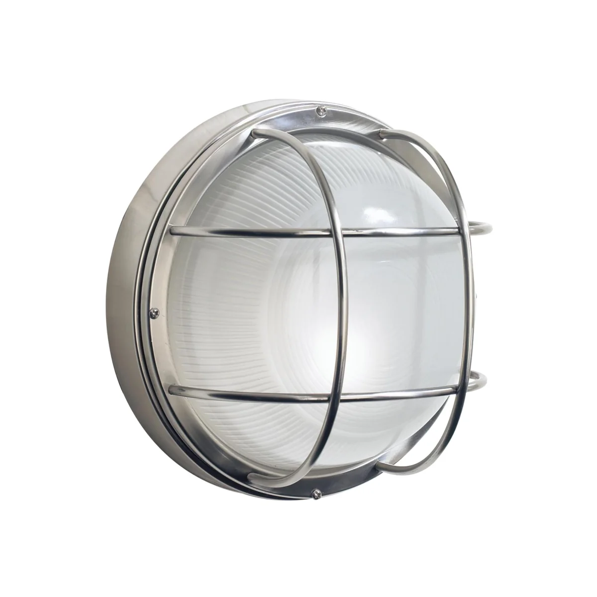 DAR Salcombe Outdoor Wall Light, IP44 - Polished Stainless Steel / Ribbed Glass – image 1