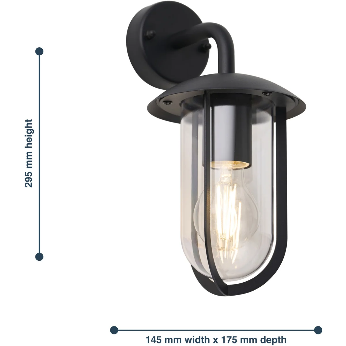 Bronty Outdoor Wall Light - Black And Clear Pc – image 2