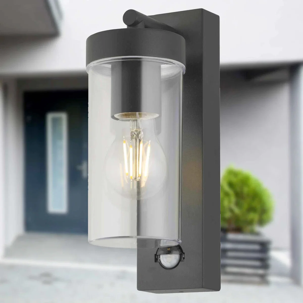 Hadron Outdoor Sensor Wall Light - Black And Clear Pc – image 4