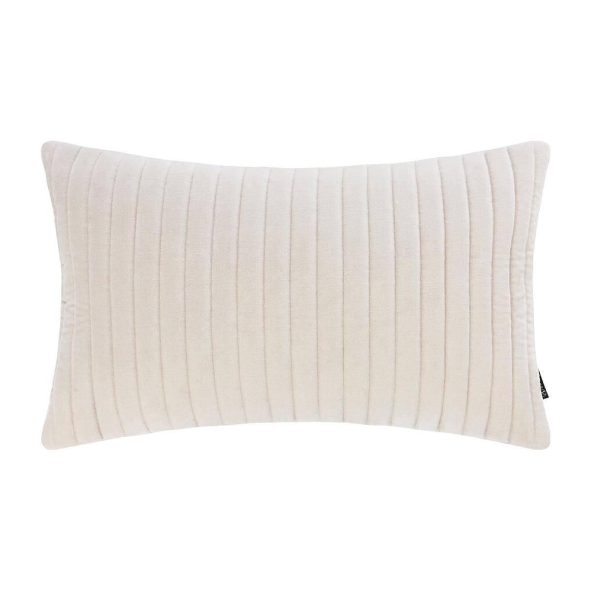 Retreat - Velour Quilted Cushion - 30x50cm - Cream – image 1