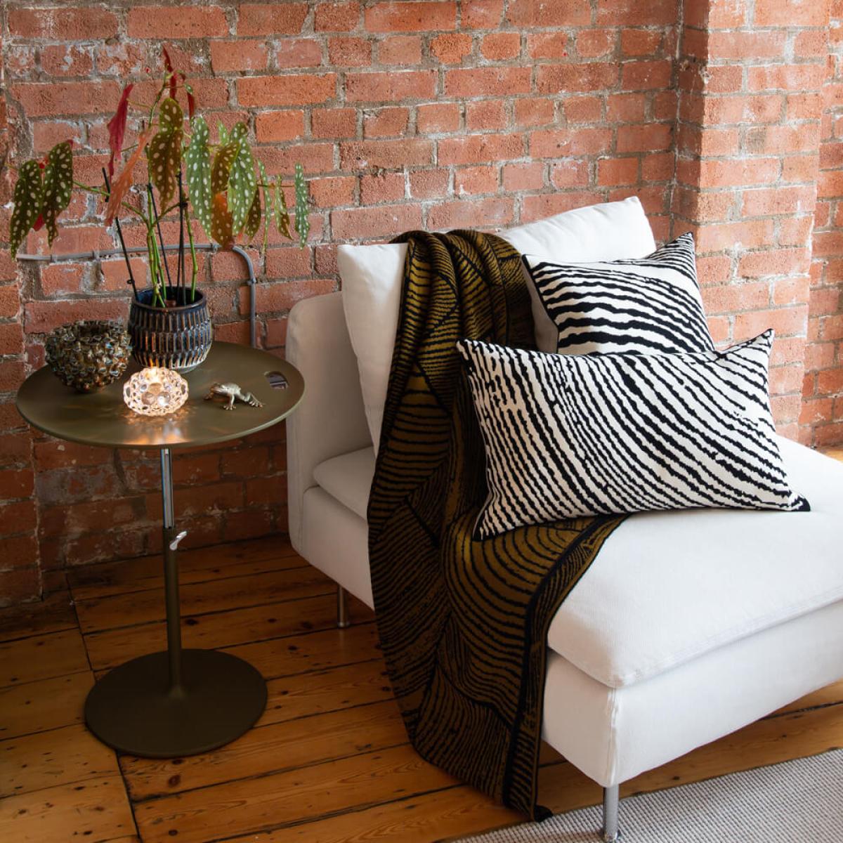 Off White Wood Block Rectangle Cushion Cover – image 2