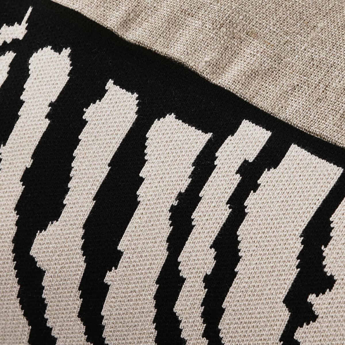 Off White Wood Block Rectangle Cushion Cover – image 3