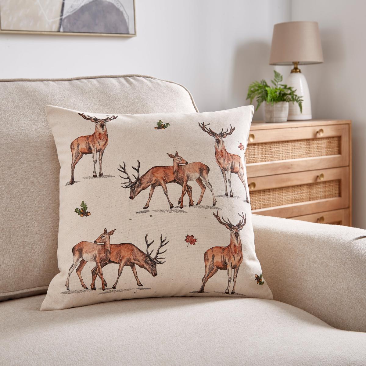 Stags Printed Cushion Cover Natural – image 1