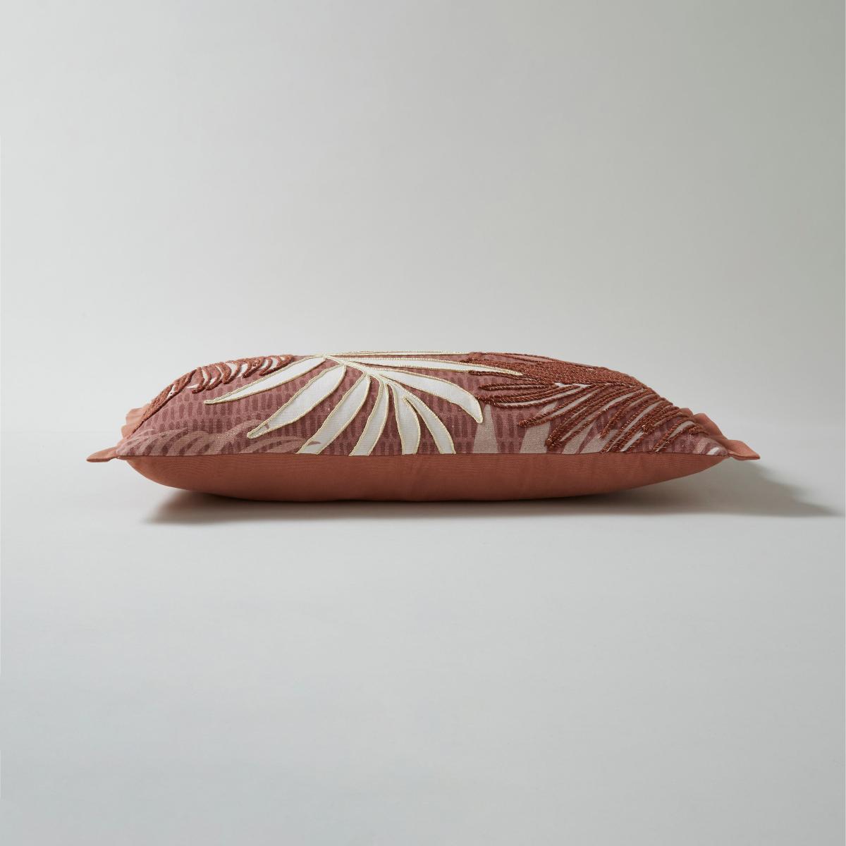 Embroidered Palm Cushion Cover Baked Clay Red – image 3