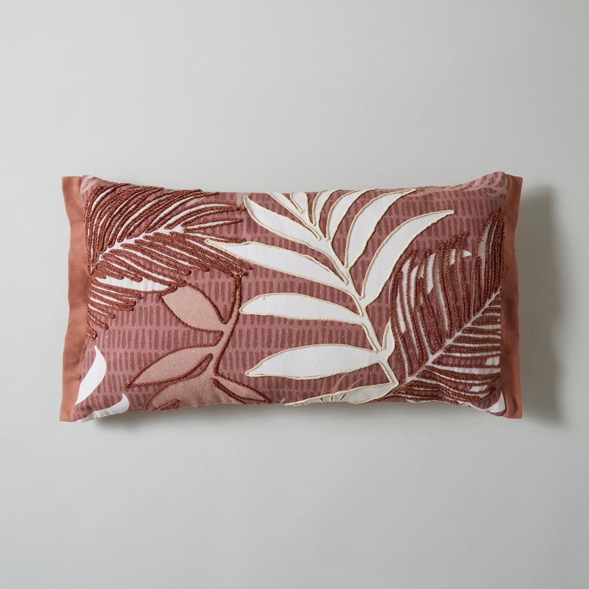Embroidered Palm Cushion Cover Baked Clay Red – image 4