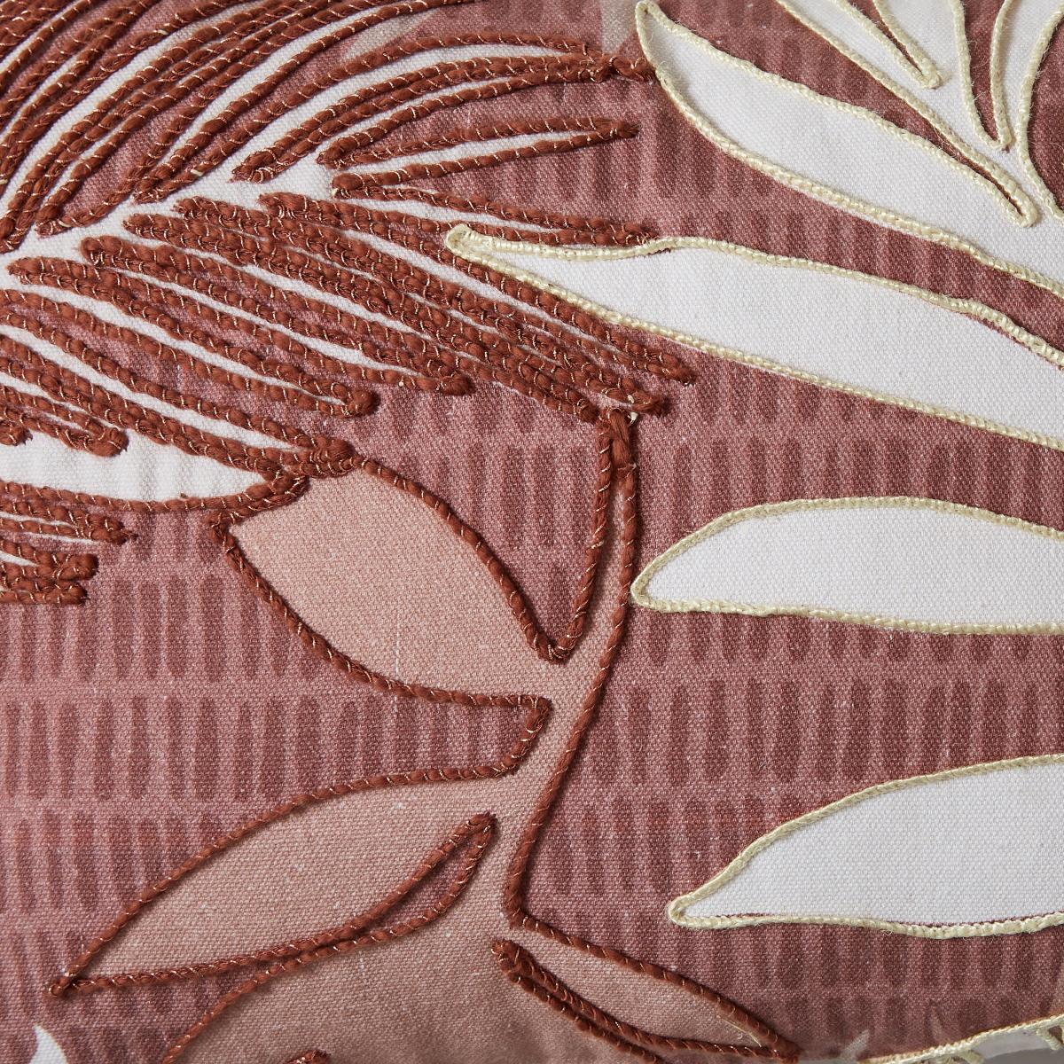 Embroidered Palm Cushion Cover Baked Clay Red – image 5