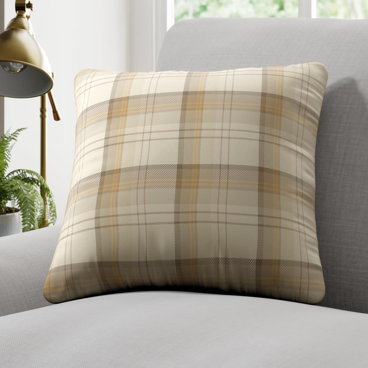 Highland Check Made to Measure Cushion Cover Highland Check Ochre – image 1
