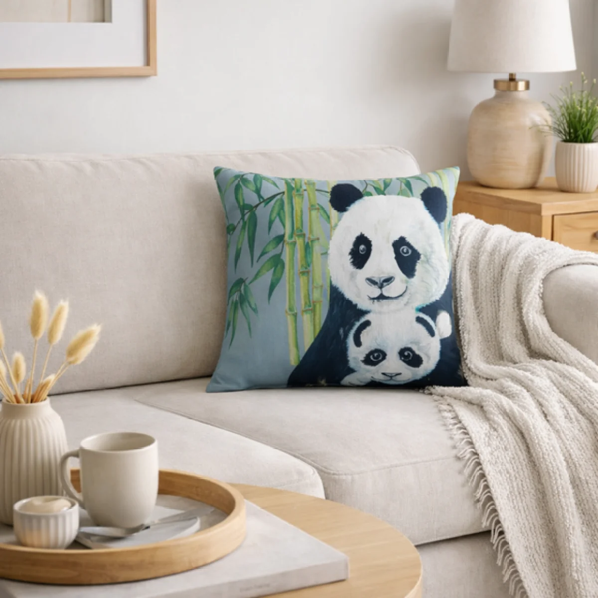 Jungle Panda Square Cushion Cover – image 1