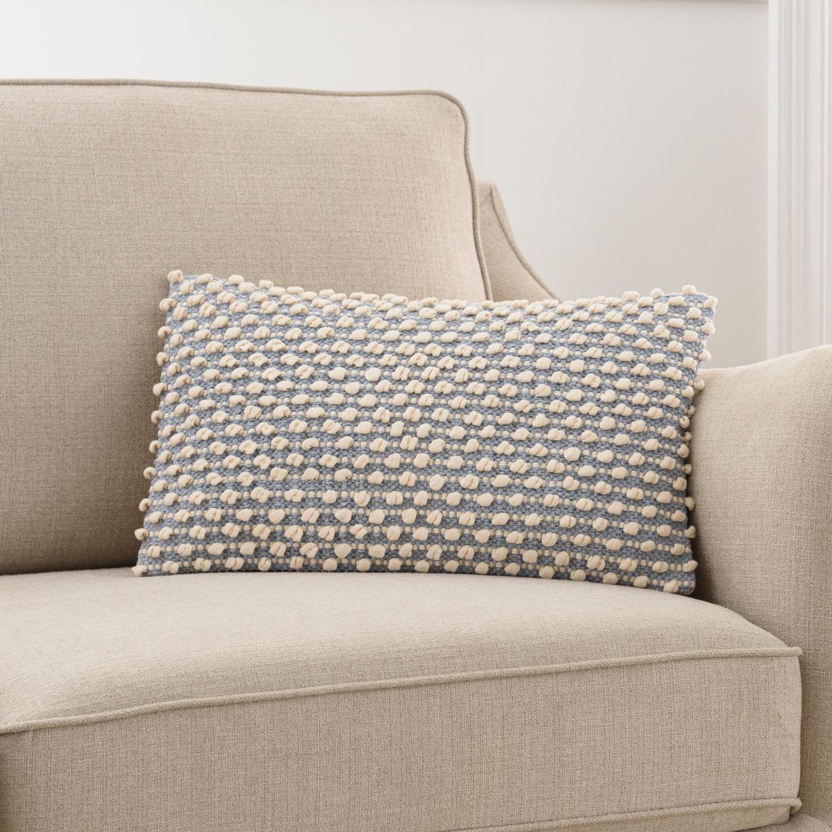 Jersey Bobble Rectangle Cushion Cover Duck Egg (Blue) – image 1