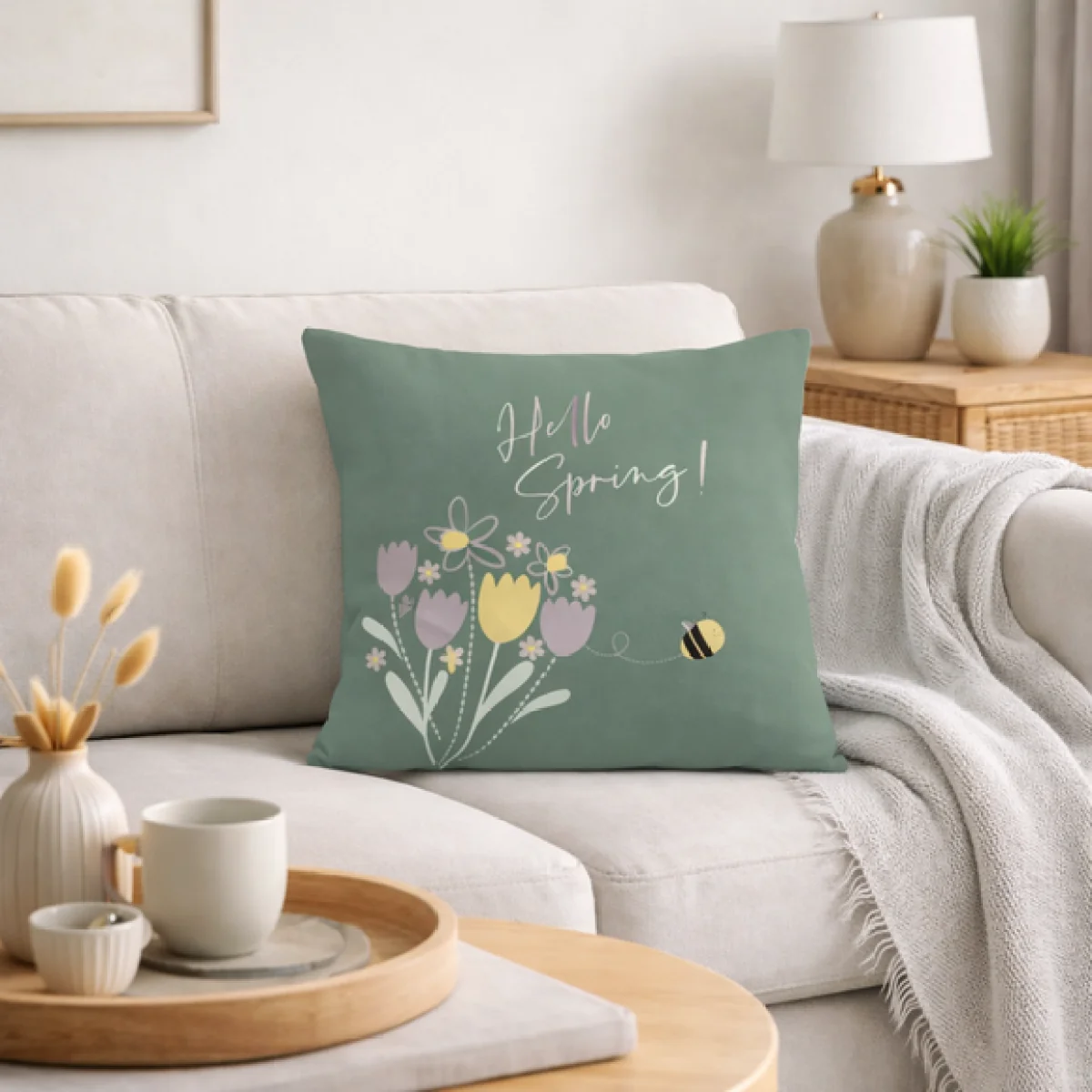 Hello Spring Square Cushion Cover – image 1