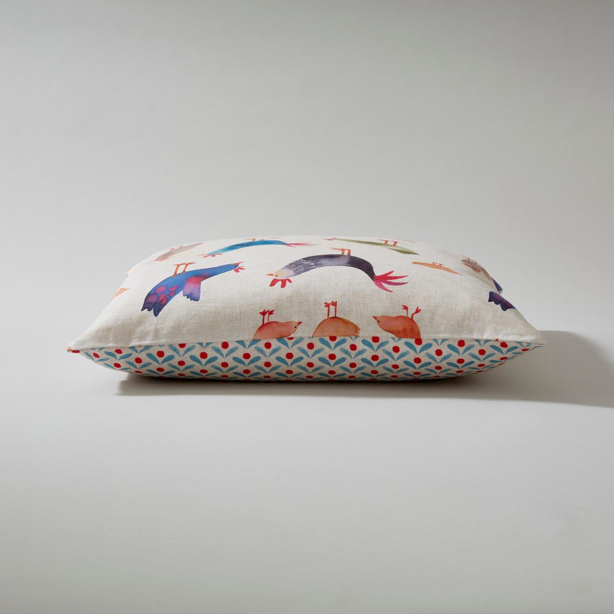 Pack of 2 Cushion Covers Modern Chickens MultiColoured – image 2
