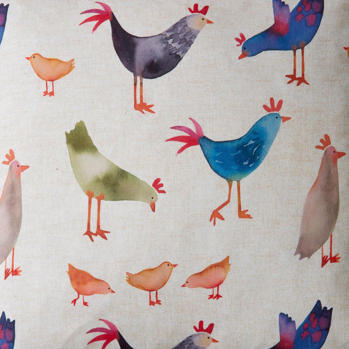 Pack of 2 Cushion Covers Modern Chickens MultiColoured – image 5