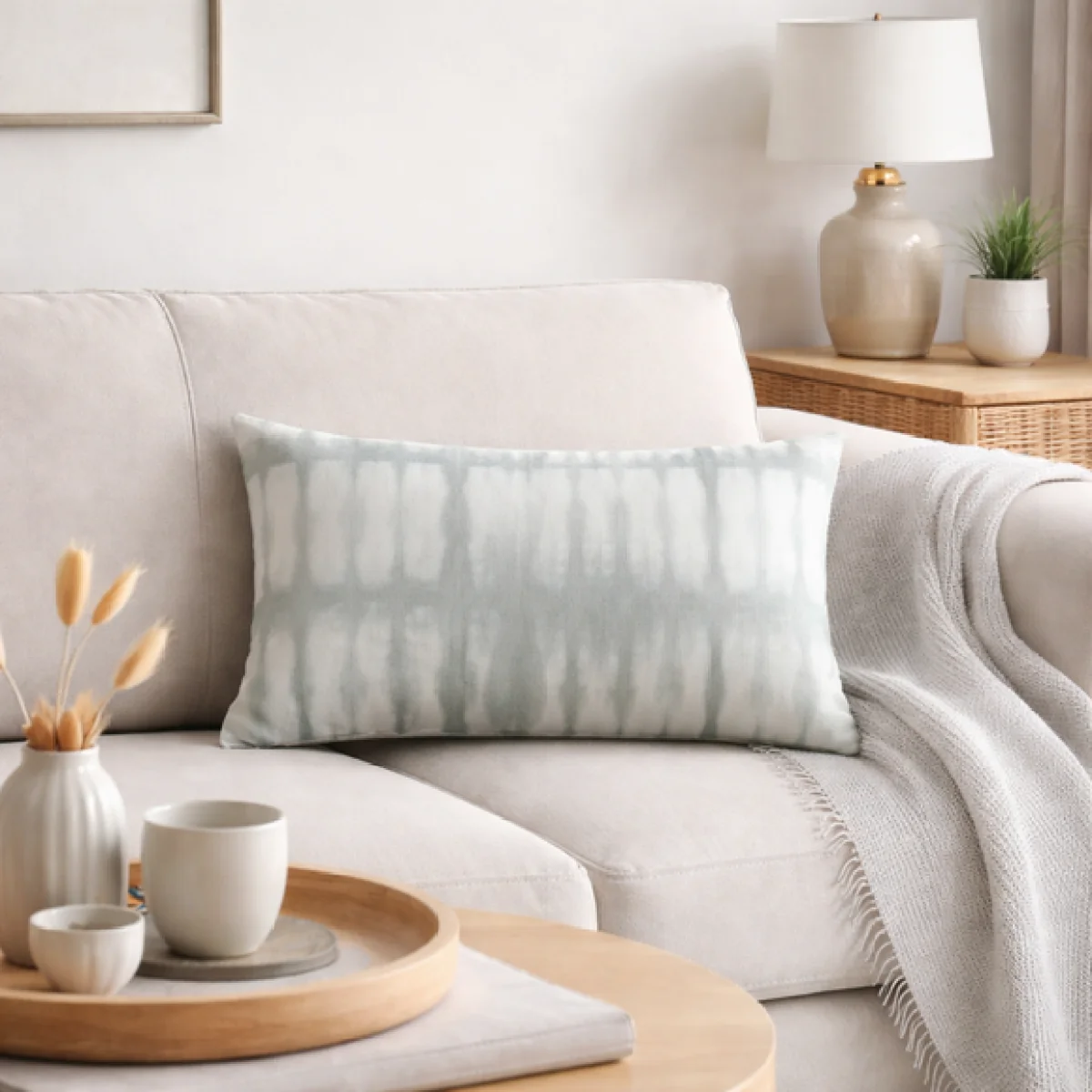 Shabori Linear Tie Dye Rectangle Cushion Cover – image 1