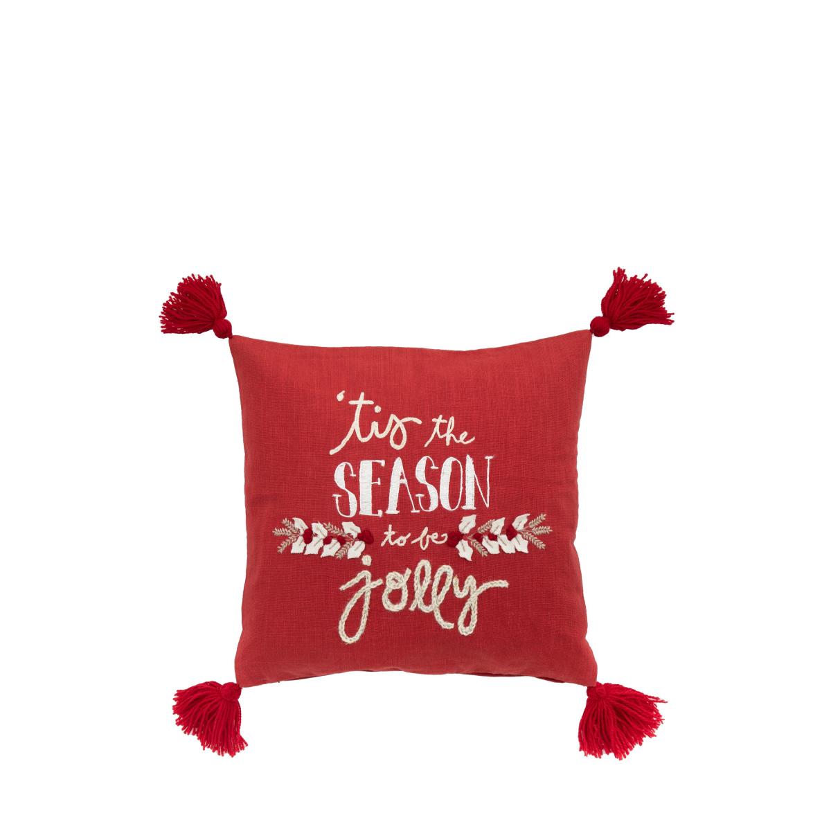 Tis The Season Square Cushion Cover Red – image 4