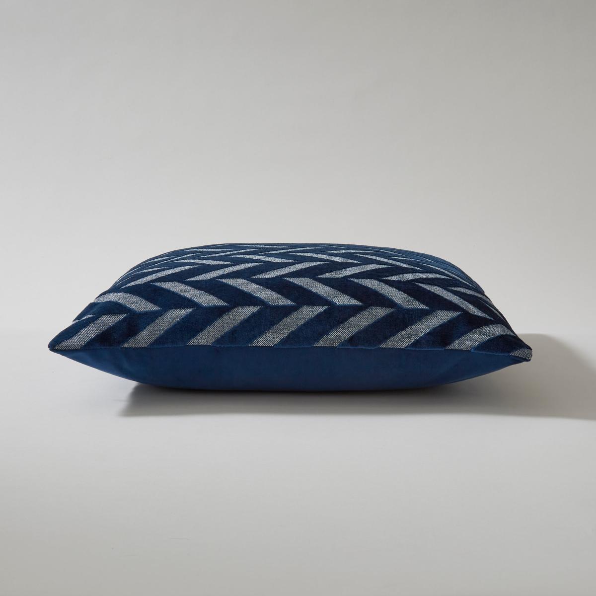 Cut Velvet Chevron Cushion Cover Navy – image 2